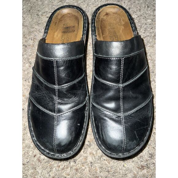 Naot Black Leather Clogs‎ Sandals Wedge Slide On Womens 40 Size 9 - Picture 1 of 8
